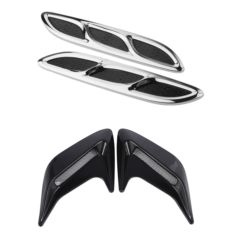 2Pcs Car Fake Vents Shark Style Engine Cover Vent Adhesive & 2Pcs Car