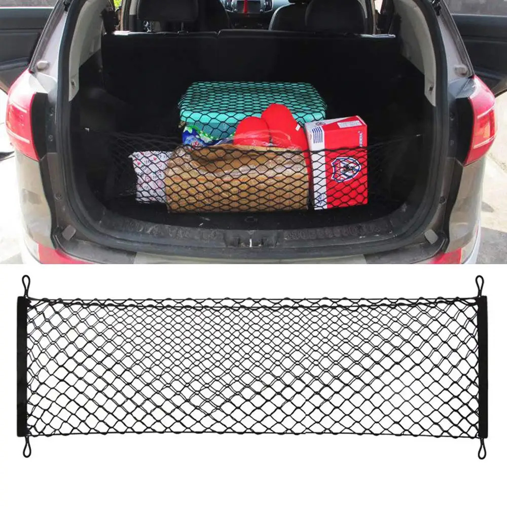 MOAMUN 3PCS Adjustable Envelope Trunk Cargo Net with Hooks for Car SUV Truck Universal Stretchable Pocket Bed Nets Vehicle Storage Mesh Organizer Bungee 