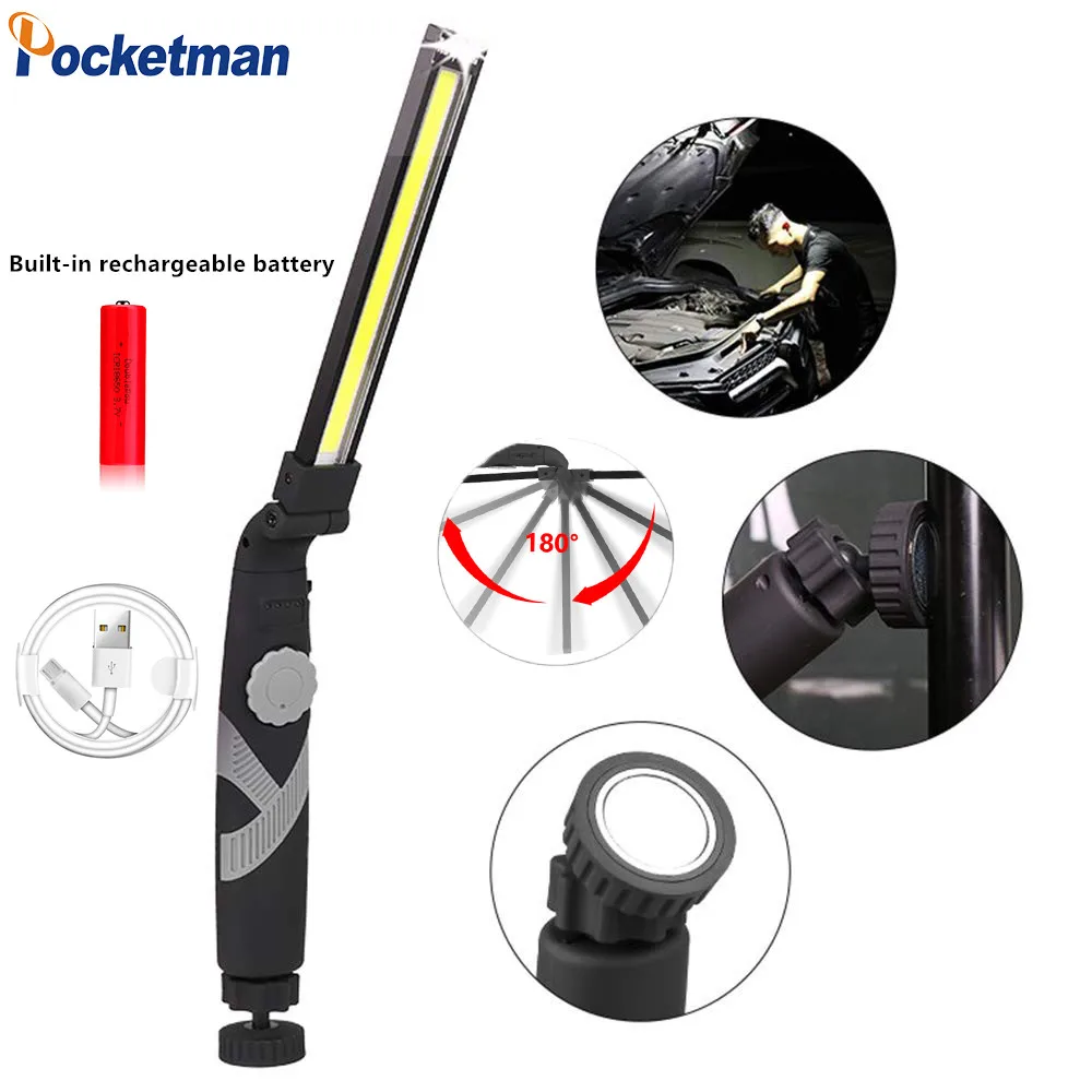 

Mini Bright Light USB Rechargeable Inspection COB LED Work Lamp Portable Work Light with Rotary Switch & Swivel Magnetic Base