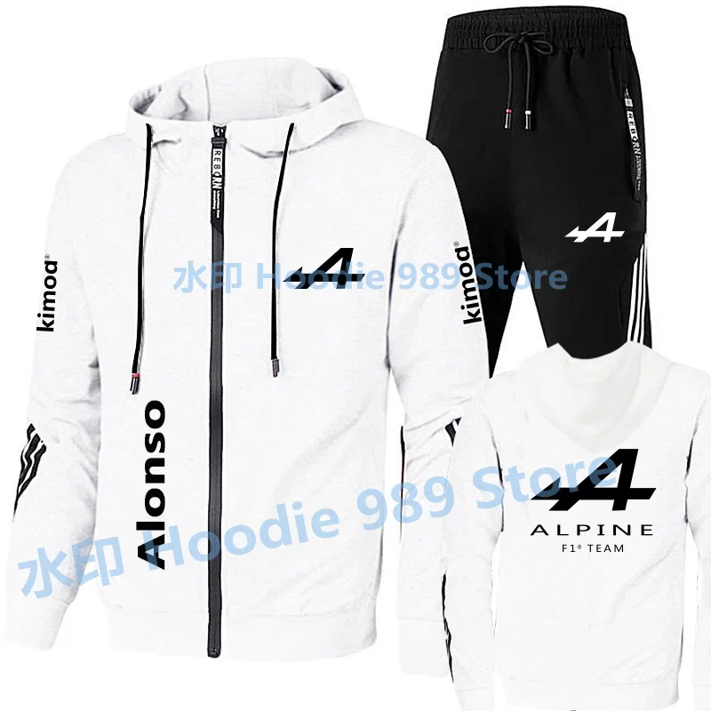 2022Spring Formula One Racer Alonso F1 Alpine team Racing Fans zipper hoodies tracksuit men's sets clothes+trousers Sweatshirt mens sweatsuits sets Men's Sets