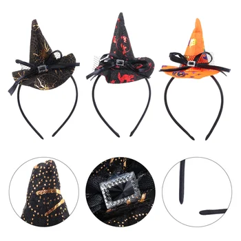 

3Pcs Halloween Witch Hat Hairbands Festival Adorable Hair Hoop Accessories