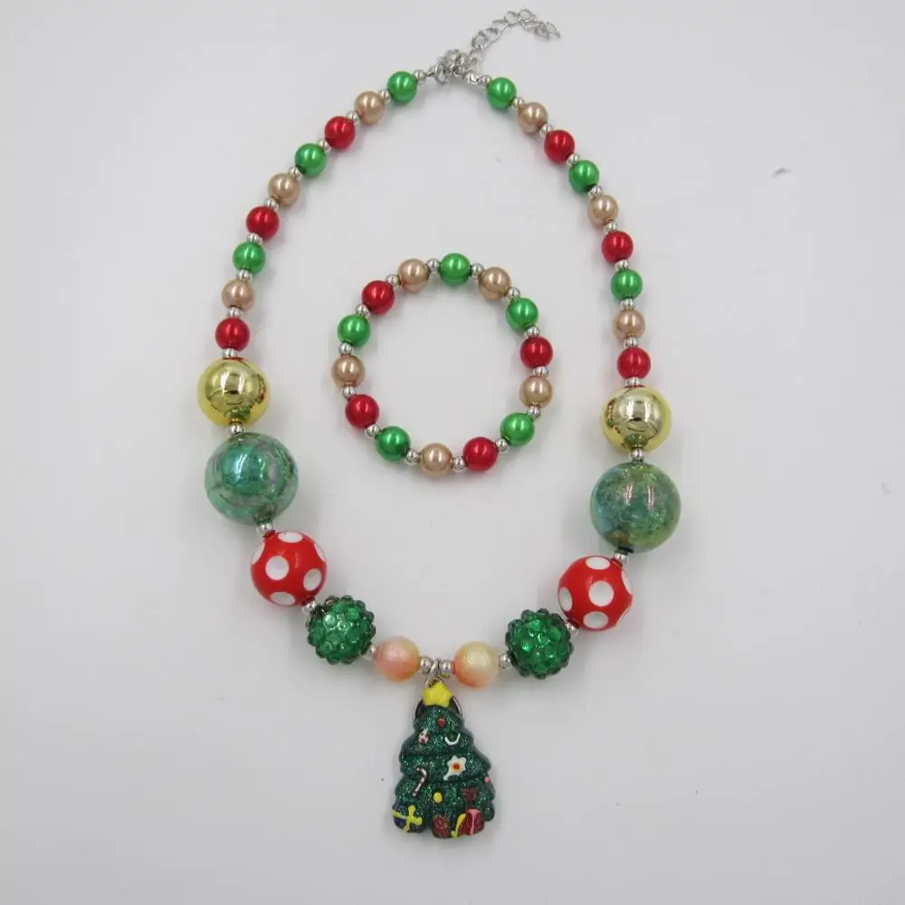 Necklace Bracelet S6 New Model child chunky beads necklaces colorful Toddler Girls Pearl bubblegum necklace Bracelet jewelry set for kids gift 1pcs - Окраска металла: Necklace Bracelet S6