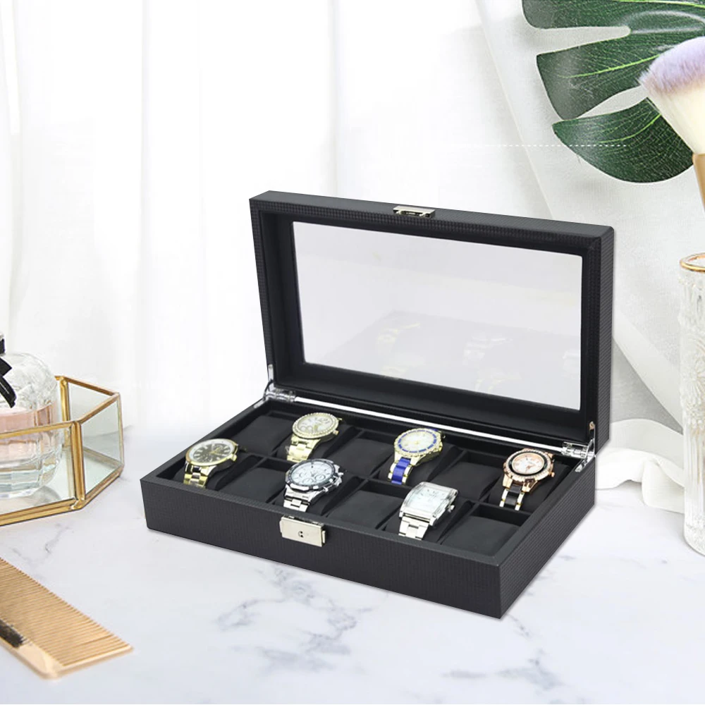 12 Watch Cases Watch Storage Box Luxury Watch Collection Case Carbon