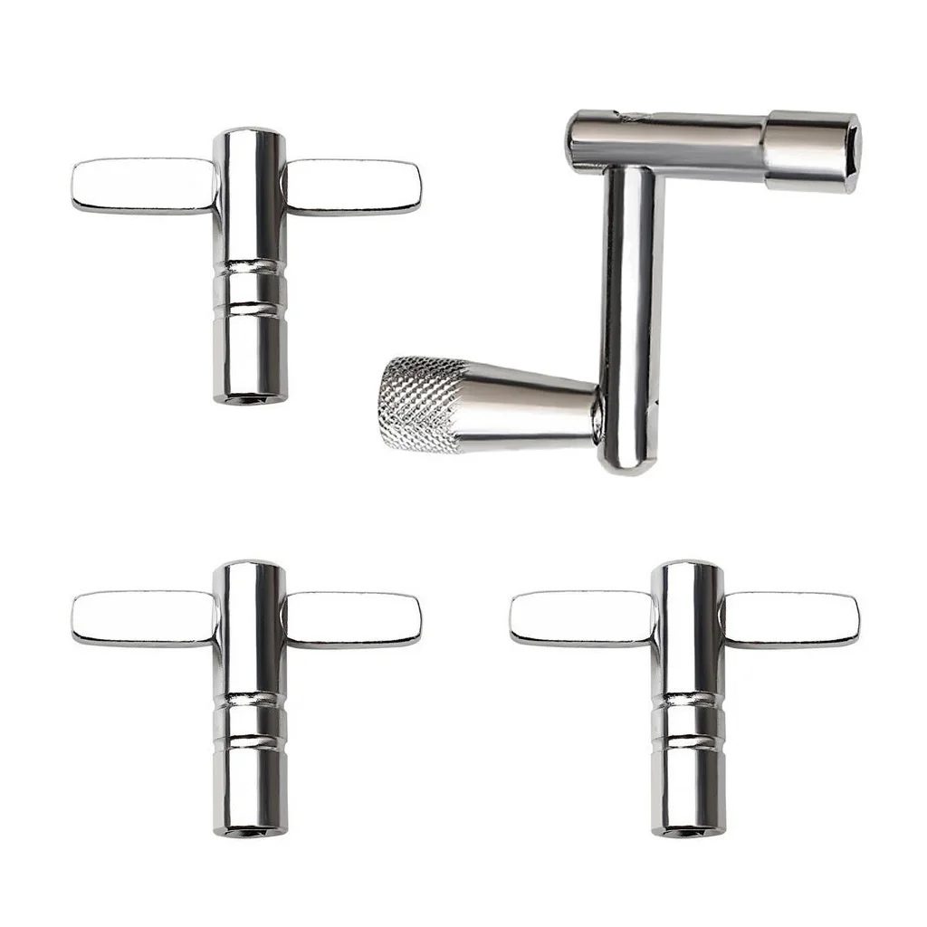 4 Pieces Drum Tuning Keys Drum Set Repair Tool Crank Square Spinners Wrenches Silver