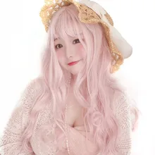 Парик с воздушной челкой, горячие пушистые длинные вьющиеся волосы, парик с волнистой водой, маленькие волны для девочек, вечерние, косплей, WH998