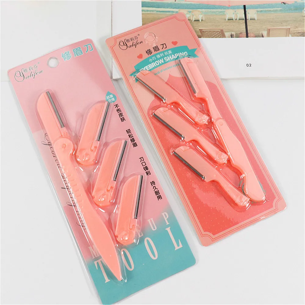 Eyebrow Trimmer Set Eye Brow Razor Face Body Hair Removal Shaver Blades Scissors Women Profiler Beauty Makeup Tools 4pcs/Set