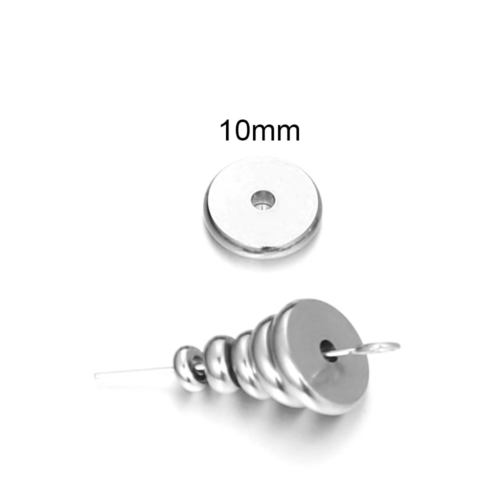 Semitree 50 шт. 4 мм 6 мм 8 мм 10 мм Нержавеющая сталь туфли на плоской подошве с круглым носком, металлической бусины-разделители бусины DIY браслет Цепочки и ожерелья ювелирных изделий - Цвет: 10mm