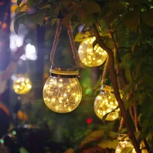 Светодиодный Сказочный светильник на солнечной батарее Mason Jar светильник s для наружного Патио вечерние свадебные садовые украшения для двора светодиодный лампы