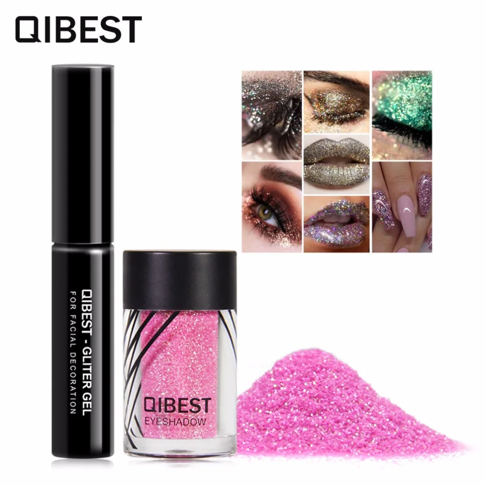 

Brand Eyeshadow Glitter Plus Glue Makeup glitter Waterproof Colorful Laser Silver Powder Face Lip Body Festival Glitter