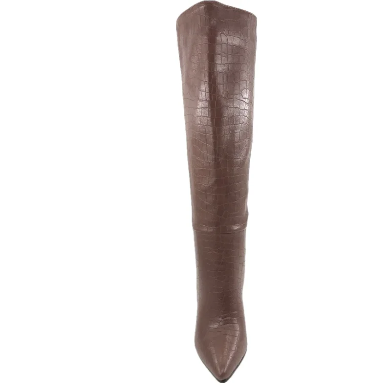 MORAZORA, большие размеры 34-43, новые женские сапоги до колена из pu искусственной кожи на высоком толстом каблуке с каменным лицевым покрытием женские зимние сапоги женская обувь