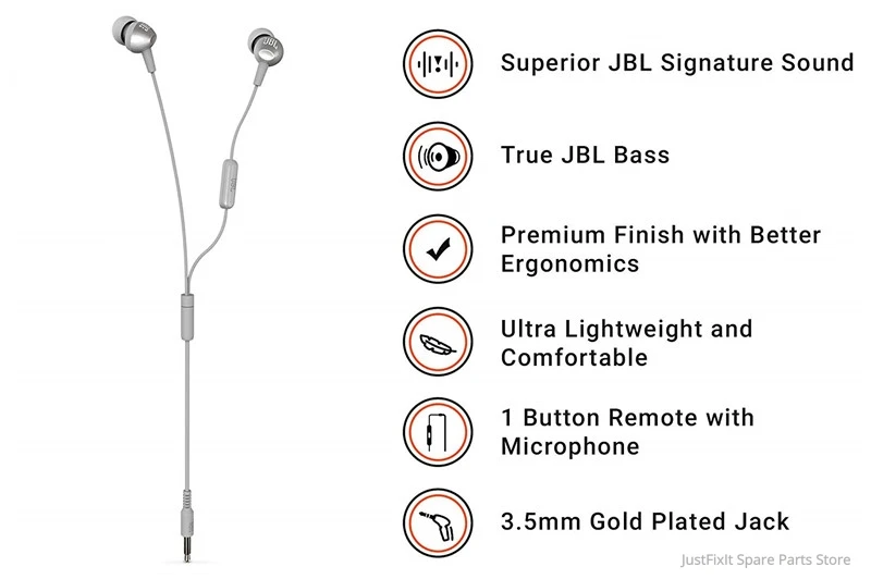 JBL C200si Earphones 3 5mm Wired Sports Music Headset Gym Gaming Earbuds Deep Bass line Control with Mic for iPhone Android