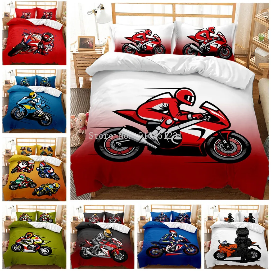 Sports Car Motorcycle Bedding Set Printed 3D Duvet Cover