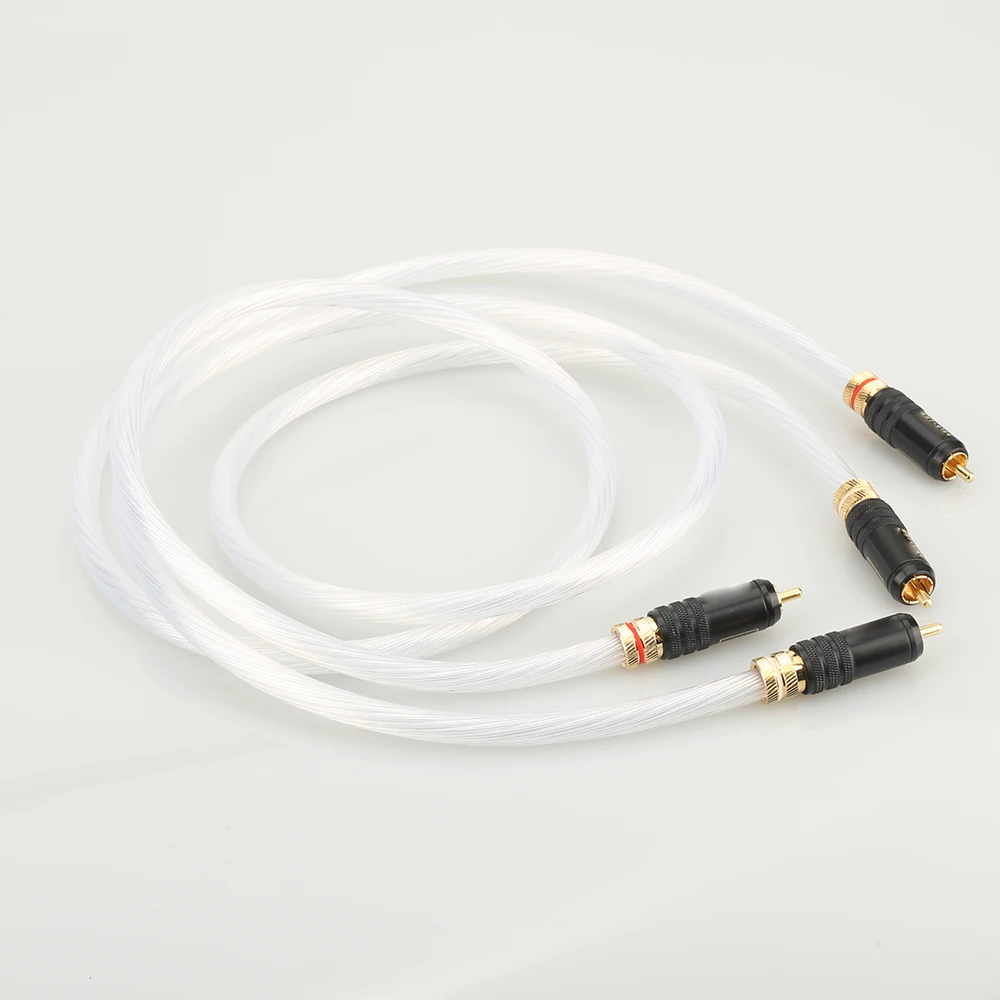5N с серебряным покрытием + 24k золото штекер Rca 2RCA для меломанов аудио кабель дома