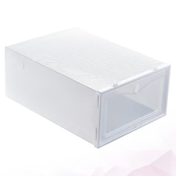 

6Pcs 33x23x13cm Dustproof Shoes Case Thicken Shoes Box Drawer Style Shoe Storage Box White