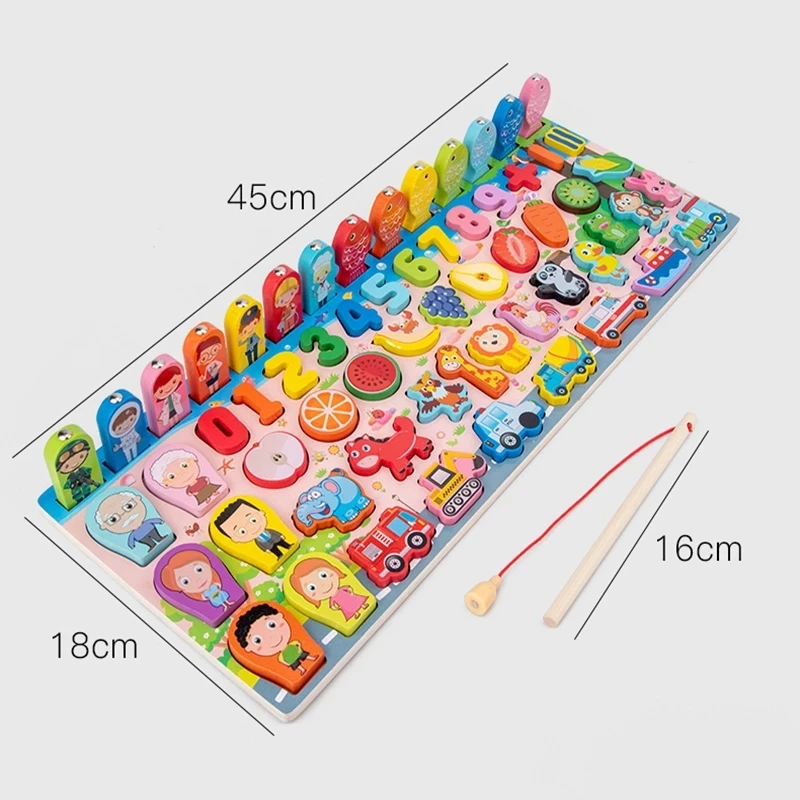 Kids Toys Montessori Educational Wooden Toys Geometric Shape Cognition Puzzle Math Early Educational for Children