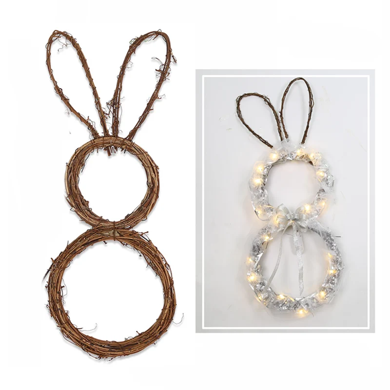 Новый Пасхальный венок с кроликом украшение сделай сам складной из ротанга