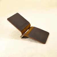Handmade Personalized Money Clip Wallet Slim Genuine Leather with Metal Money Holder Wallet Clip euro Bill Holder Drop Shipping 2