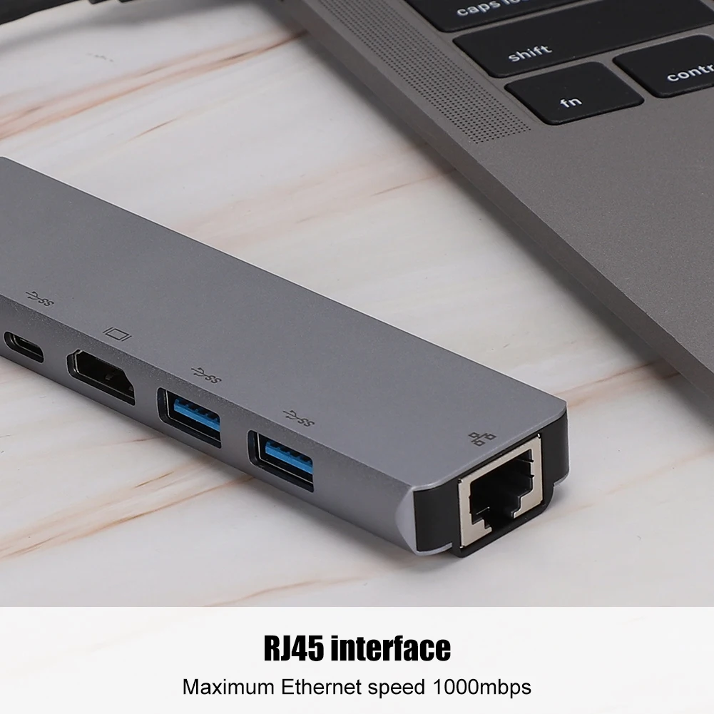 SOONHUA 6In1 Type-C USB 3.0 HUB Data Reader USB HUBs Plug And Play Multiport Adapter 4K HDMI For Laptop