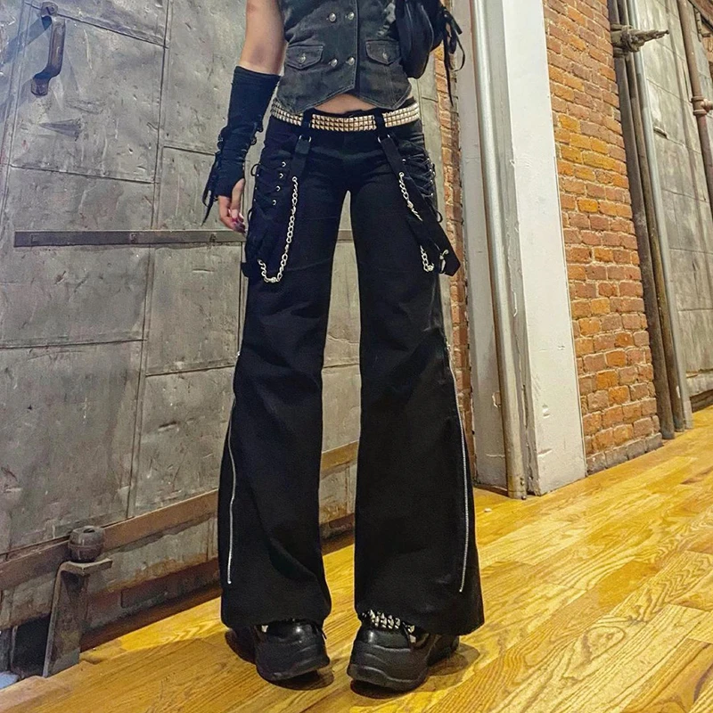 Goth Dark Gothic Grunge Black Pants 
