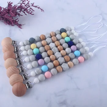 

Newborn Baby Comforts Silicone Pacifier Anti Dropping Chain Beaded Infants Nipple Clip Anti-out Chains Baby Teether Accessories