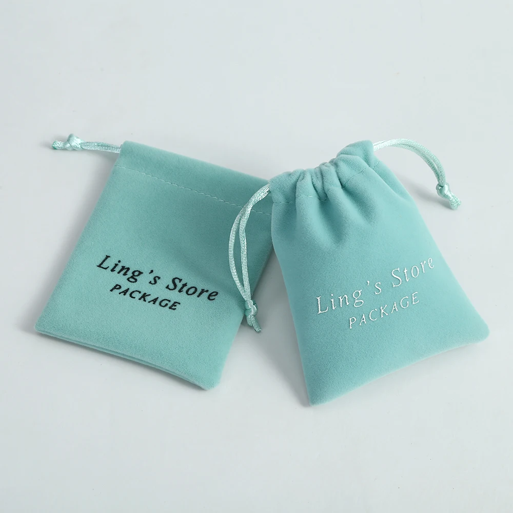 50 Personalized Velvet Jewelry Pouch Beige Drawstring Bags Chic Small Pouches Wedding Favor Gift Pouches Packaging Custom Logo