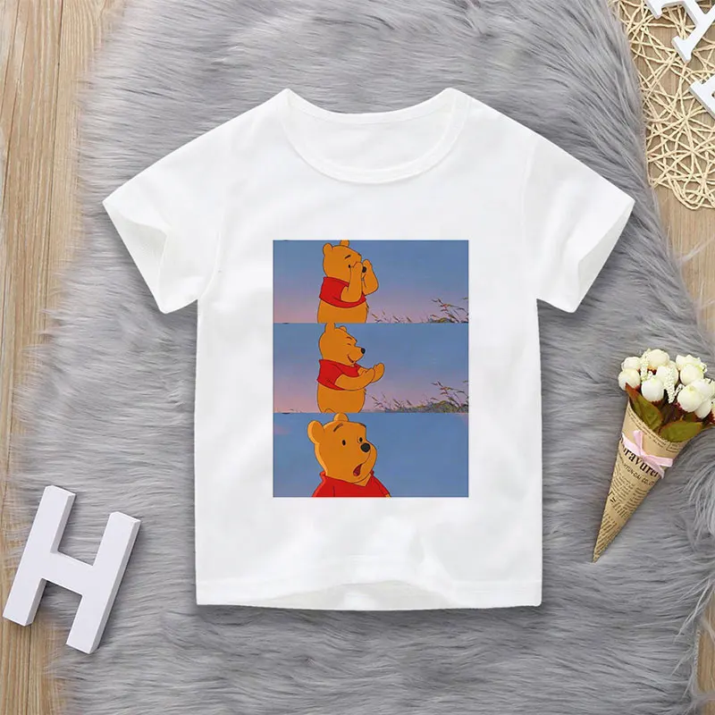 

Winnie The Pooh Cute Girl Tshirt Children Cartoon Kawaii Tshirt Boy Mermaid Wave Girl Princess Painted Design Simple Tshirt Kids