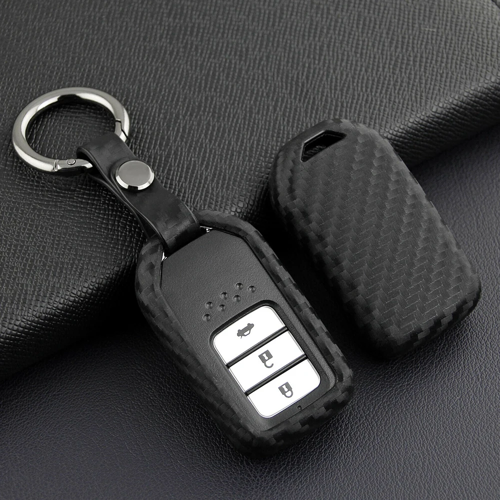 

silicone key case-round button car protection new carbon fiber Suitable for the tenth generation Civic Accord case crown