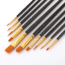 Нейлоновые волосы для взрослых акварельные акриловые кисти 10 палочек для начинающих живопись круглая голова заостренные акриловые принадлежности художественные Кисти