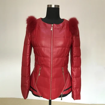 

Autumn Winter Real Genuine Leather Jacket Women Clothes 2020 Korean Vintage Fox Fur Sheepskin Down Coat Streetwear Tops ZT3359