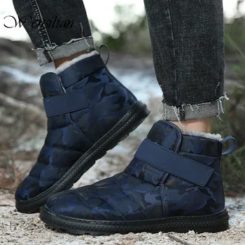 

Ankle Snow Boots Waterproof Men Boots Warm Fur Plush Winter Shoes Hook Loop Men Leather Shoes Non-slip Zapatos De Hombre 2020