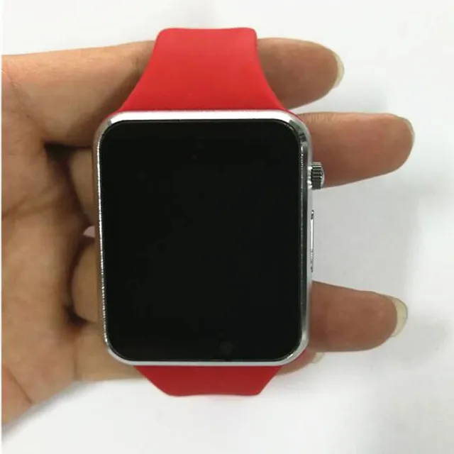 Red Умные часы Android 24 часа Инструкция Ios умные часы с камерой Bluetooth часы Мужская мода - Цвет: Red