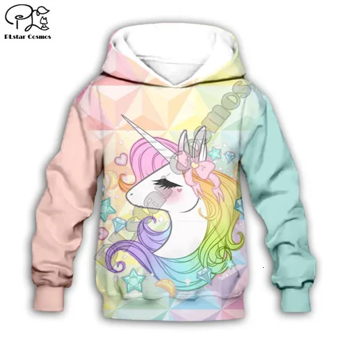 Kids hoodies Детская толстовка с капюшоном с объемным рисунком единорога; Радужная толстовка с длинными рукавами; пальто на молнии для мальчиков и девочек - Цвет: Kids hoodies