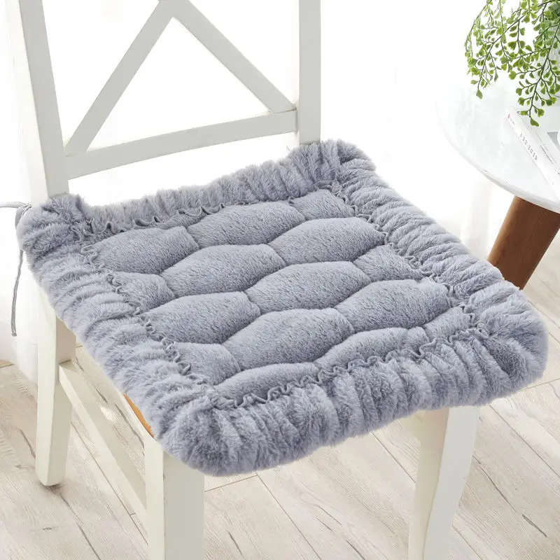 Square-Grey Плюшевая подушка для стула, одноцветная теплая Нескользящая подушка для стула, Подушка для стула, подушка для водителя, коврик для автомобиля, моющаяся подушка, квадратная подушка для стула - Цвет: Square-Grey