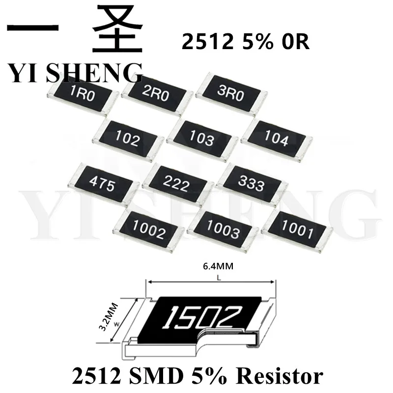 50 шт. 2512 SMD резистор 5% 0 Ом 1 Вт 0R | Электронные компоненты и принадлежности