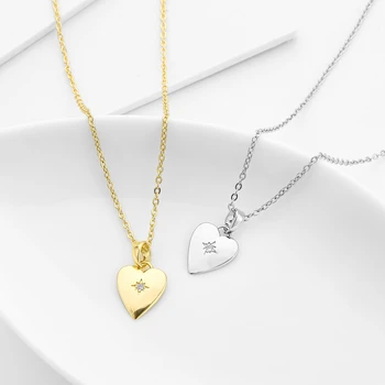 

Fashion Star Heart Pendant Necklace Cz Crystal Gold Chain Love Nekclace For Women Girlfriend Jewelry 2020