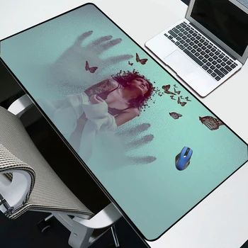 

Yuzuoan Mousepad Sublimation Creative Art Abstract Computer Keyboard Protection Pad Black Lock Fashion Desktop Pad Mini Coaster