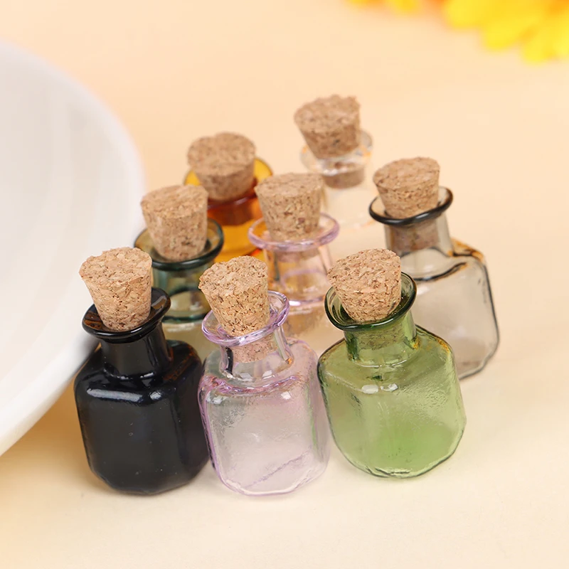 2Pcs 1/12 Dollhouse Miniature Glass Jar with Dried Food Lid for Kitchen Accessory Dolls Accessories Furniture Toys mini glass bottles kitchen food storage jars