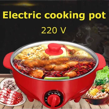 

home party Electric Hot Pot Shabu Cookware 220V 6L Kitchen indoor Soup pots Smokeless Pots Non Stick