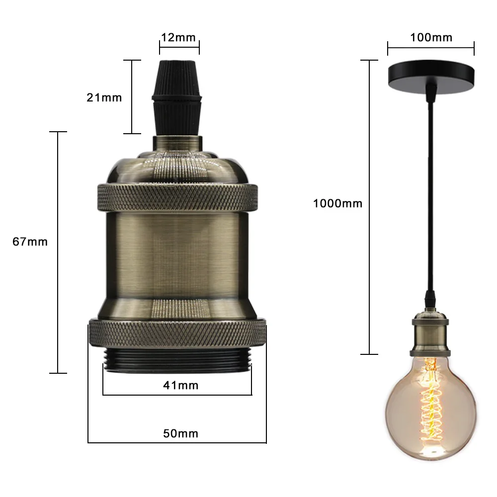 2Pcs/lot Vintage Lamp Holder E27 Socket Pendant Lights Edison Bulb Lamp Bases Socket Screw Base 85V-265V Switch Screw Fitting