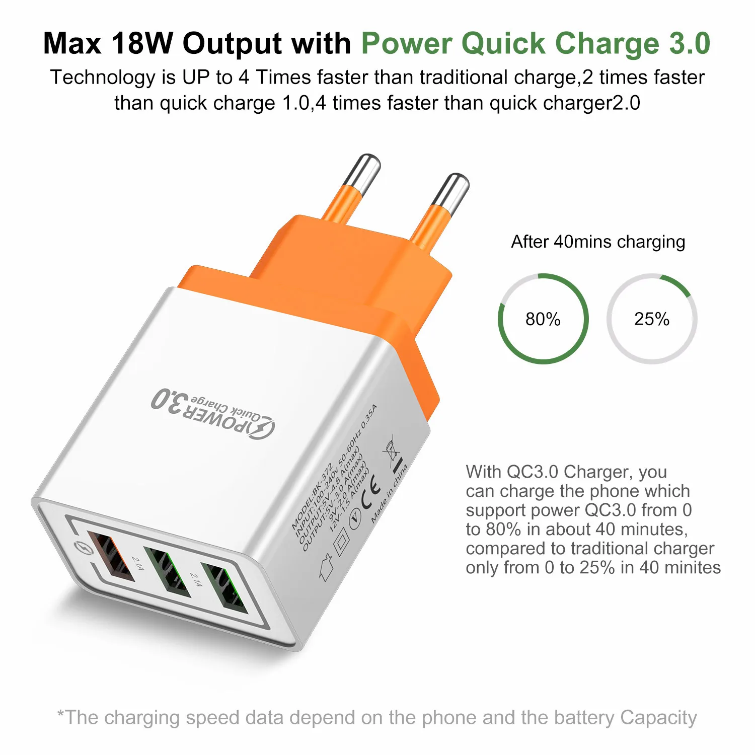 Tkey QC 3,0 USB быстрое настенное зарядное устройство для мобильного телефона Быстрая зарядка 3 usb порта универсальный для iphone X/XS samsung huawei и Xiaomi
