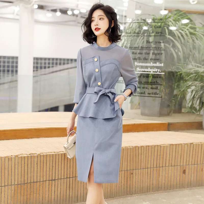 

2020 Spring Graceful Ladies' Elegant Korean-style City Casual Ol Commuting Dress Outfit Simple Joint Two-Piece Set