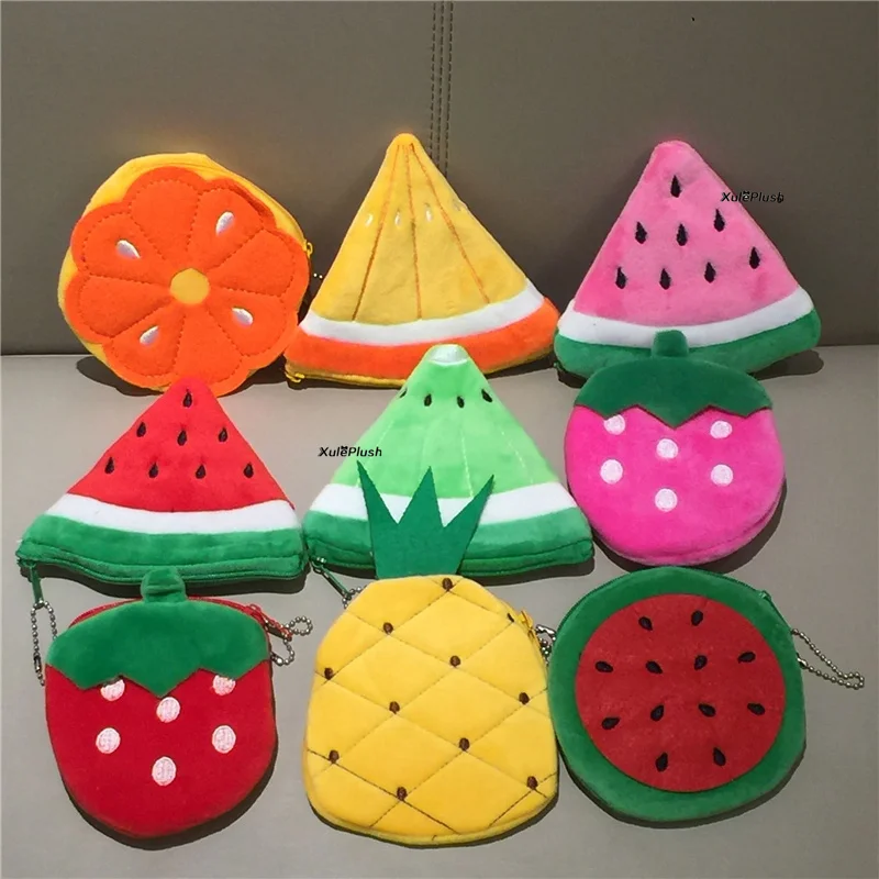 Summer Fruits Toy Purse-Lemon , Watermelon Etc. Plush Pocket Purse , keychain plush purse