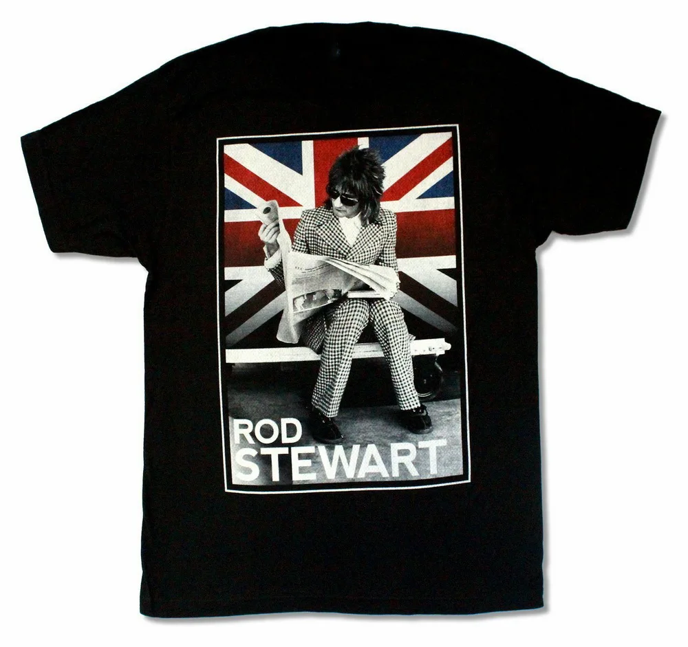ROD STEWART клетчатая футболка Юнион Джек тур 2014 черная новый официальный Мерч хлопок