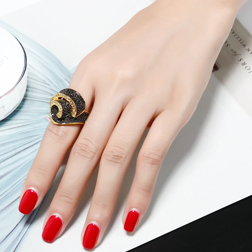 High quality designer ring aneis micro pave cubic zirconia jewelry fashion statement jewellery female gold color rings