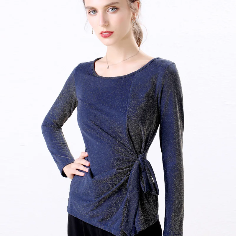 

2019 Autumn Retro Style Stylish Bright Silk Woman Tops Shiny Loose Short Sleeve t-shirt Sexy Club Aesthetic Harajuku T-shirt