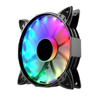 

RGB Color-Changing Symphony LED Light Desktop Computer DIY Light-Emitting Cooling Fan LED Case Fans Computer Cooling Fan(Round F