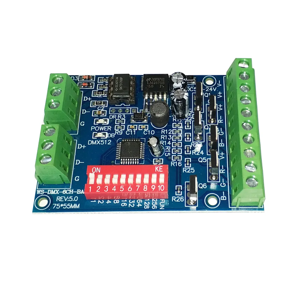 6Ch Facile Regolatore Di Dmx, Rgb Led Dmx512 Dimmer,Led Decoder,Dc5V-24V