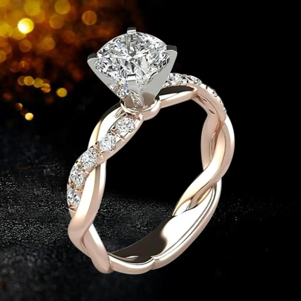 cNew Exquisite Fashion Jewelry Hot Sale Platinum Black Petal Diamond Zircon Ring