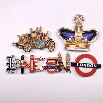 

British Tourist Attraction Soldier Car Crown Button Logo Souvenir Resin Refrigerator Sticker Magnet Sticker Fridge Sticker