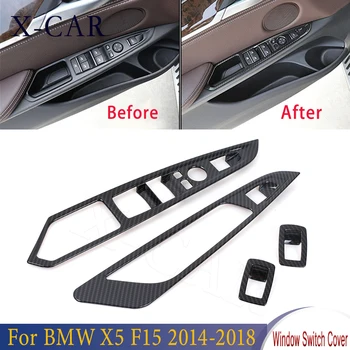 

X-CAR 4Pcs Carbon Fiber Car Window Button Armrest Window Switch Cover Trim Car Styling Accessories For BMW X5 X6 F15 F16